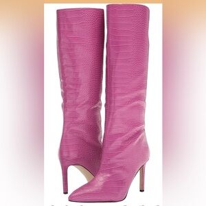 Guess Pink Croc-Embossed Knee-High Boots